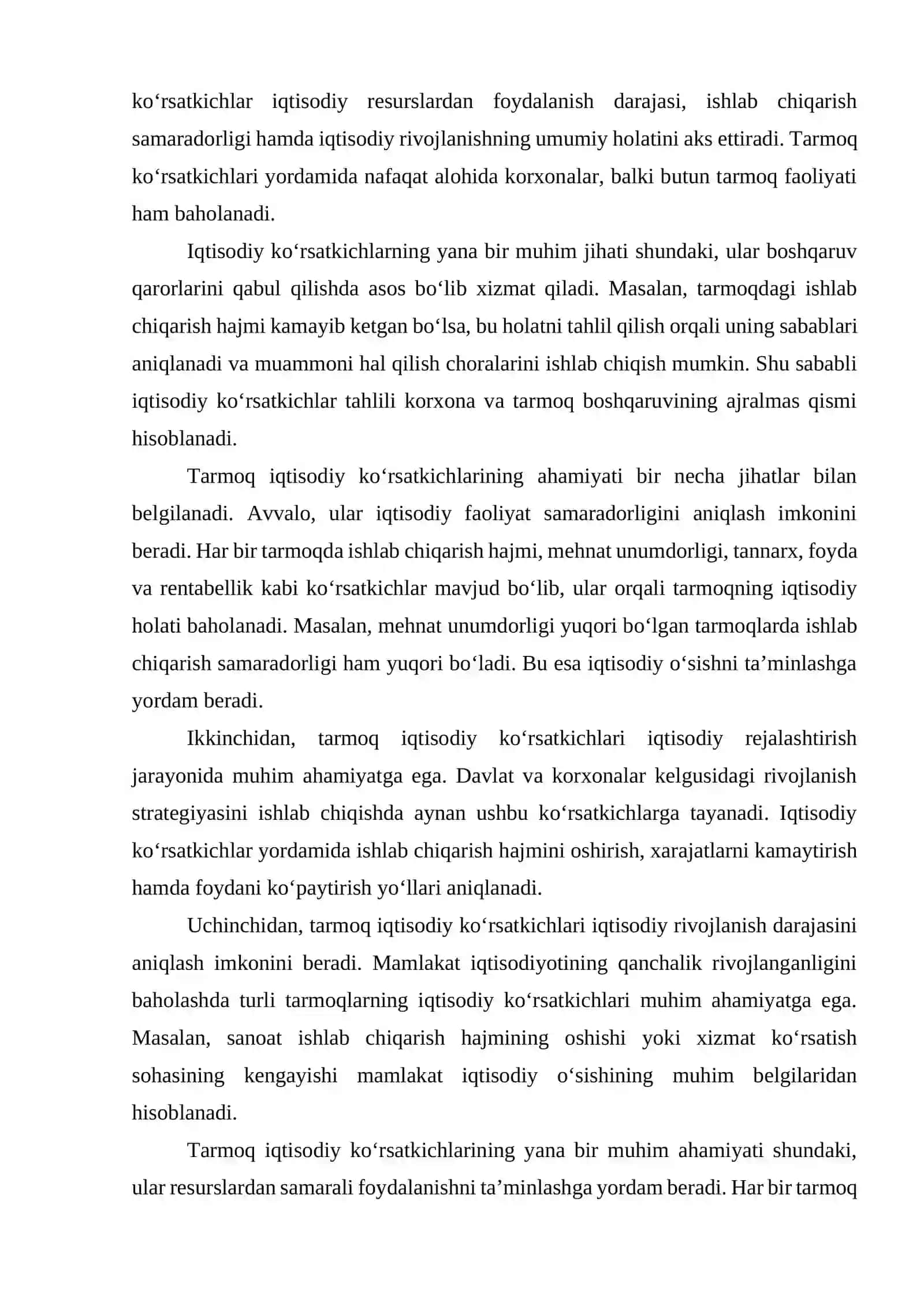 Tarmoqdagi asosiy iqtisodiy ko‘rsatkichlar tahlili 4