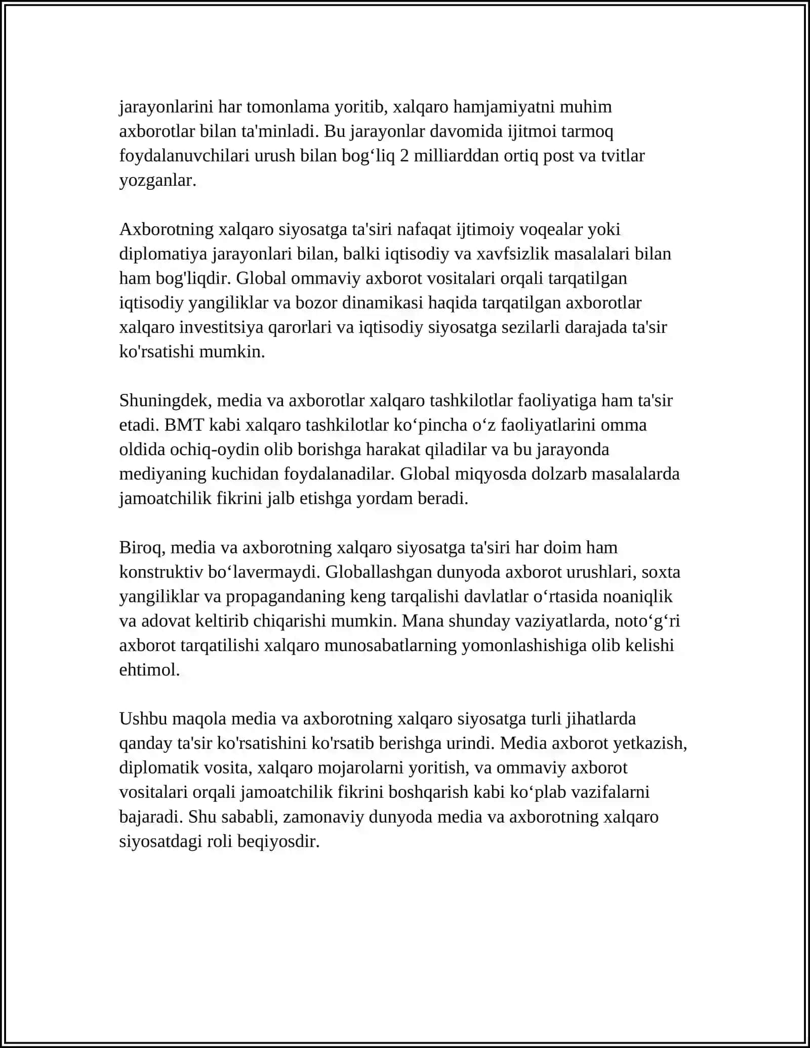 DUNYO MAMLAKATLARIDAGI MEDIA VA AXBOROT 4