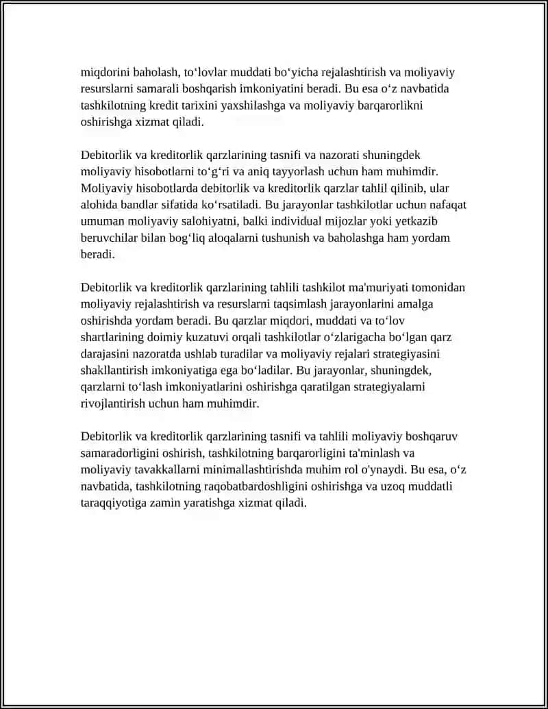 DEBITORLIK VA KREDITORLIK QARZLARINING TAHLILI 4