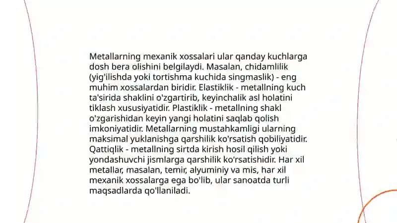 Metallarning olinishining umumiy xossalari 4