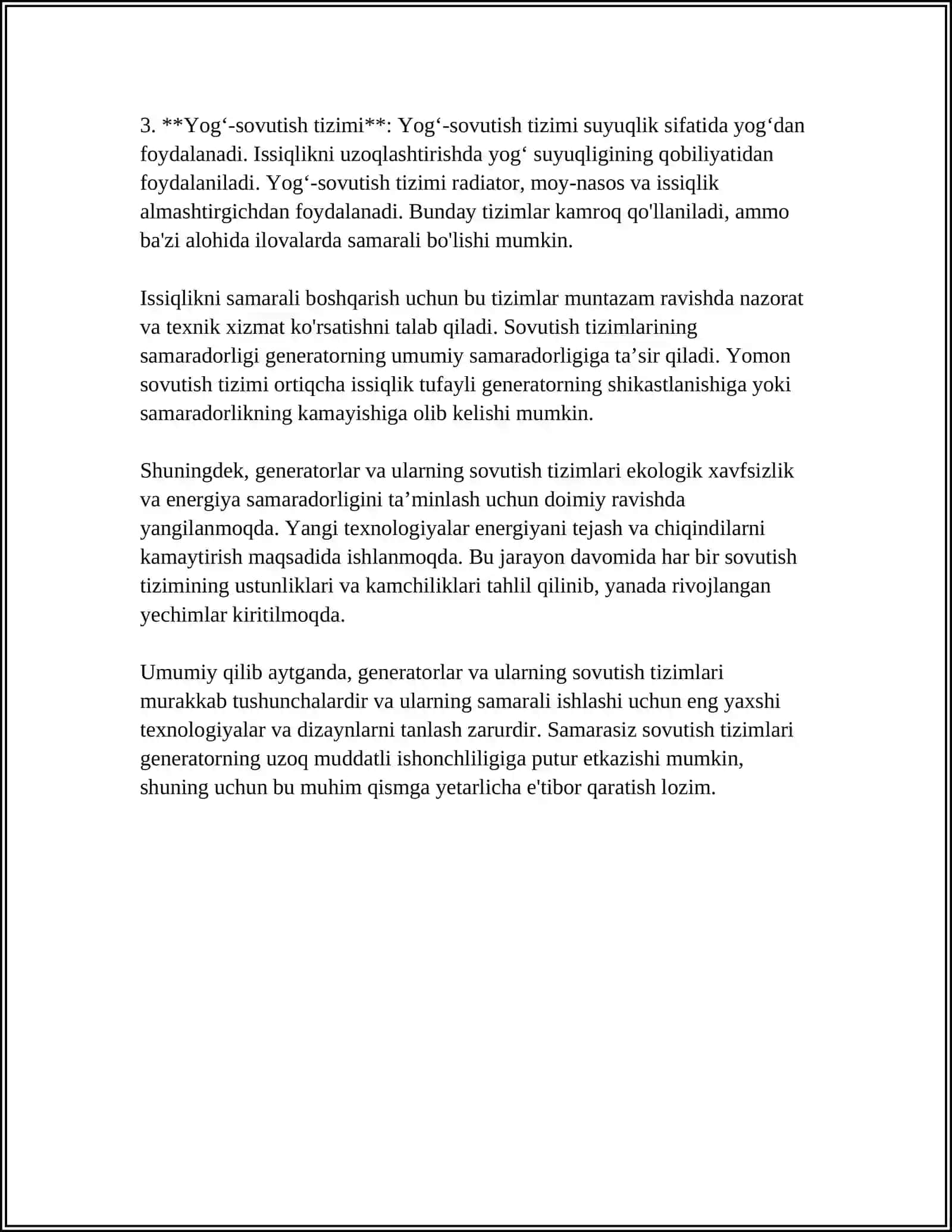 GENERATORLARNING SOVUTISH TIZIMLARI 4