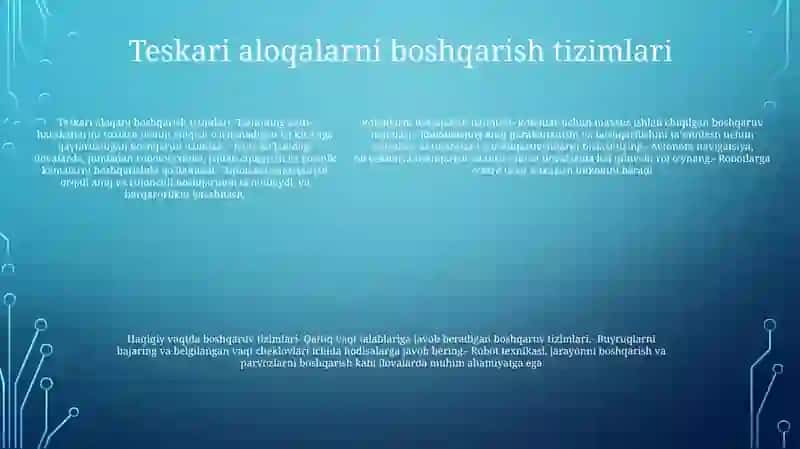 Robotlarni Boshqarish Tizimlari 4