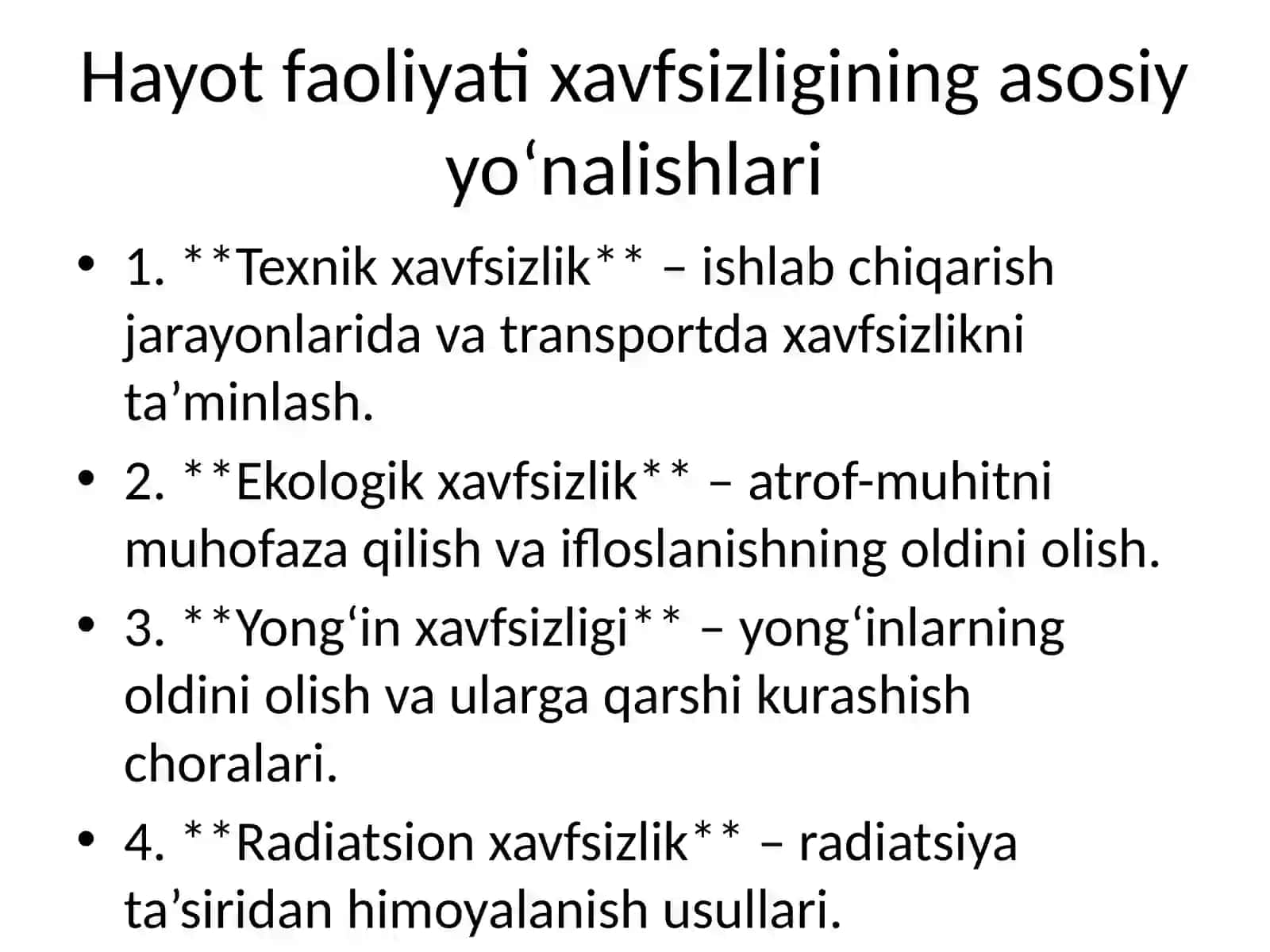 Hayot Faoliyati Xavfsizligini Ta’minlash Asoslari 4