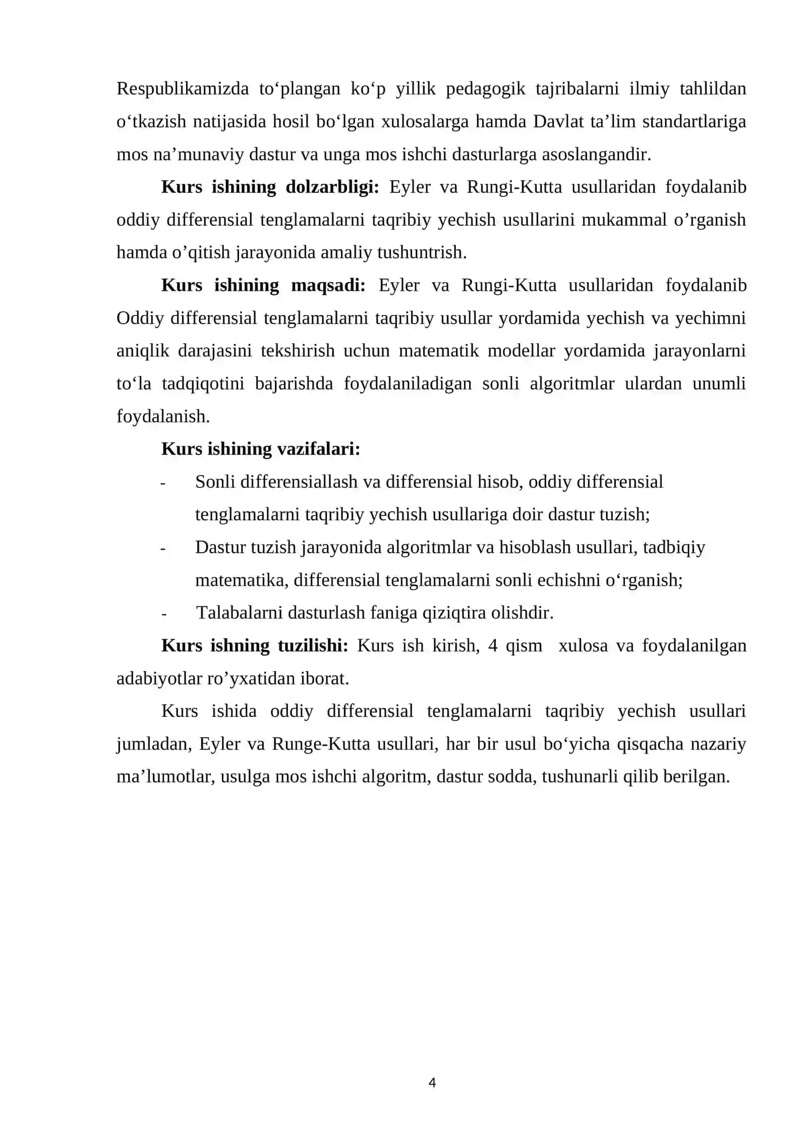 Eyler va Runge-Kutta usullari 4