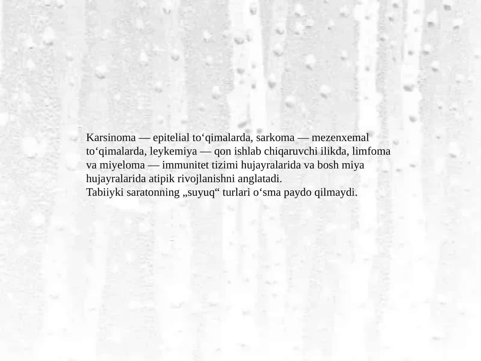 Saraton kasalliklari haqida 4