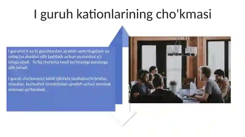 Birinchi, ikkinchi va uchinchi guruh kationlari aralashmasining tahlili 4