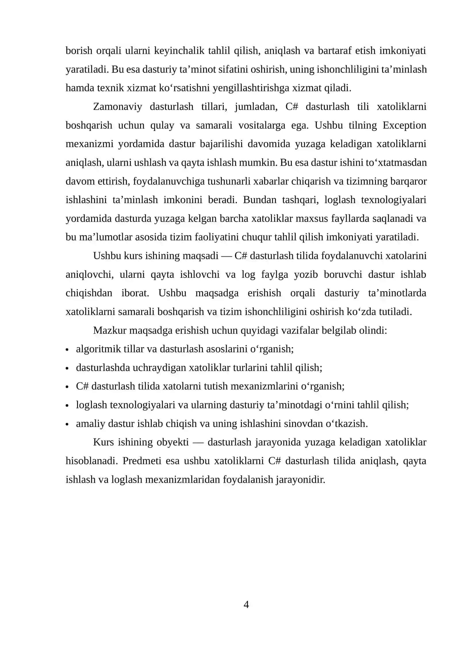 C# da foydalanuvchi xatolarini tutuvchi va log faylga yozuvchi dastur ishlab chiqish 4