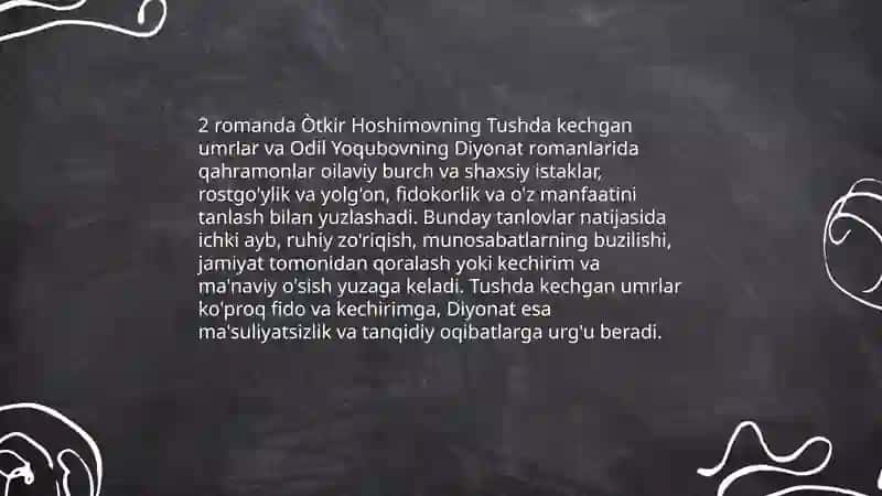 Tushda kechgan umrlar, Diyonat 4