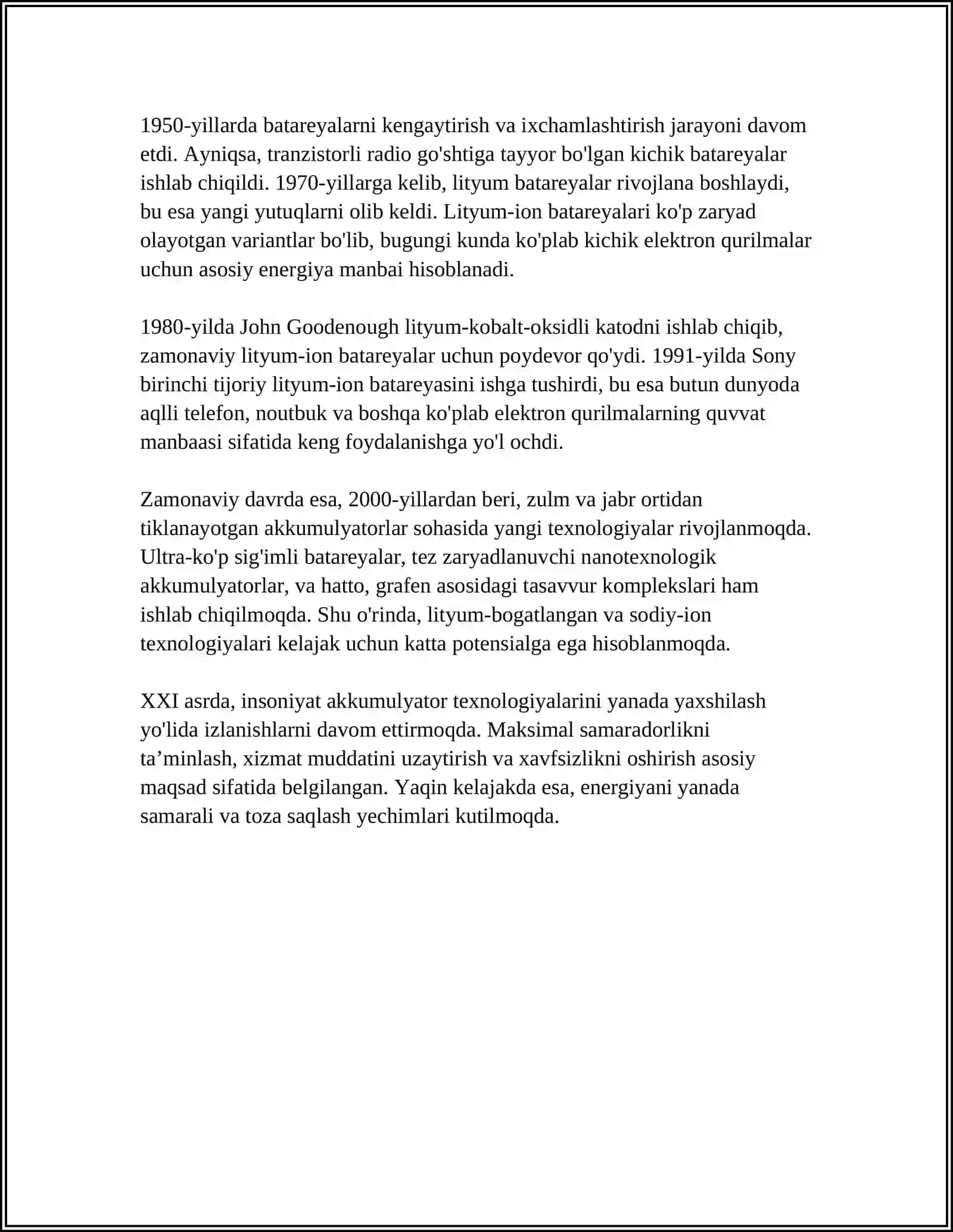 AKKUMULYATORLAR. ULARNING TURLARI. METALLORGANIK BIRIKMALARI 4