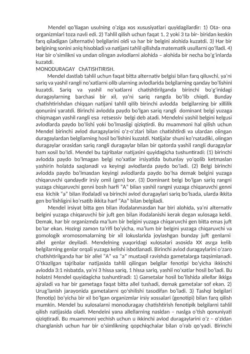 UMUMIY GENETIKA ASOSLARI. GENLARNI O'ZARO TA'SIRI. IRSIYATNING XROMOSOMA NAZARIYASI. O‘ZGARUVCHANLIK 4