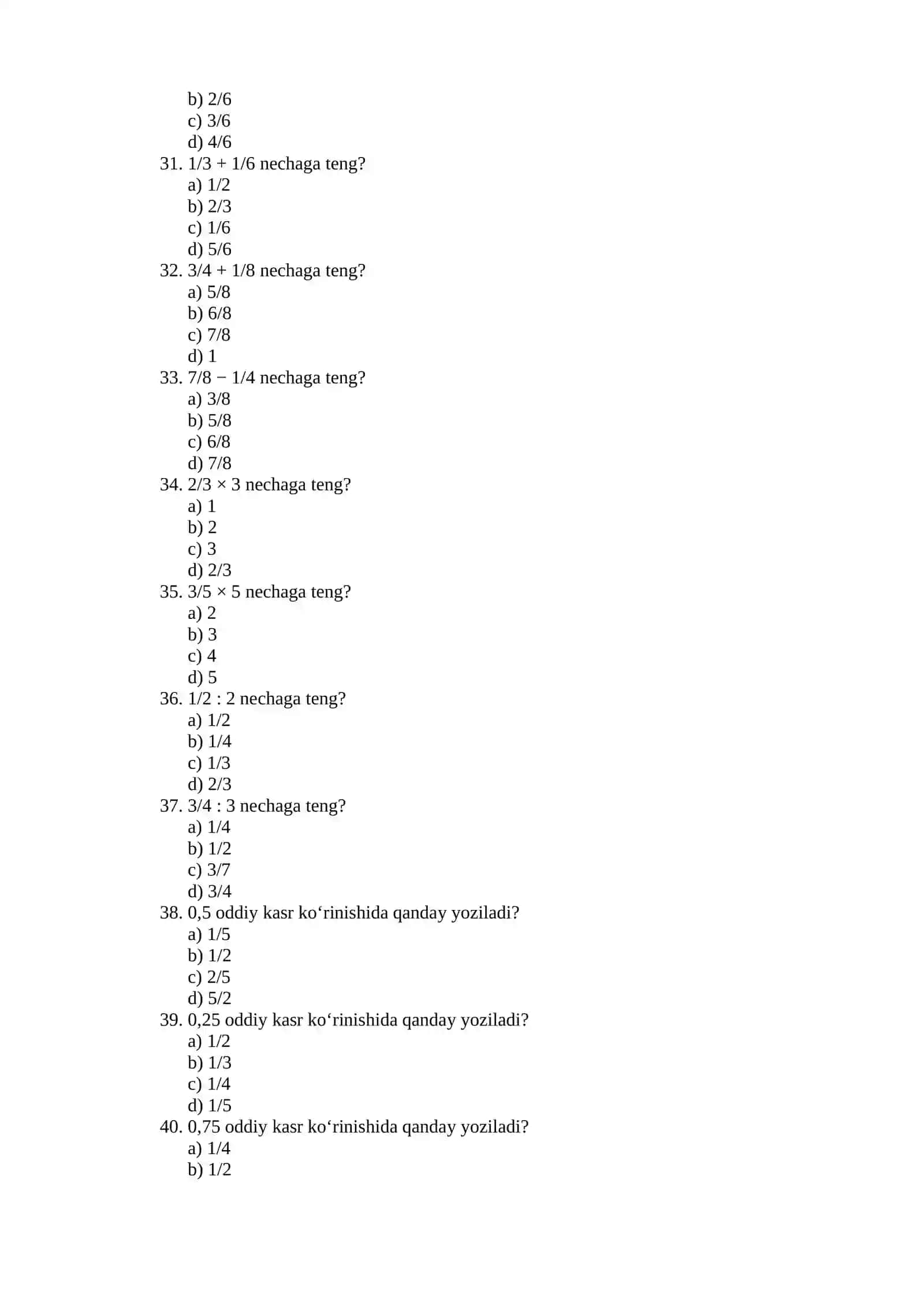 7-SINF MATEMATIKA — 200+ TA TEST 4