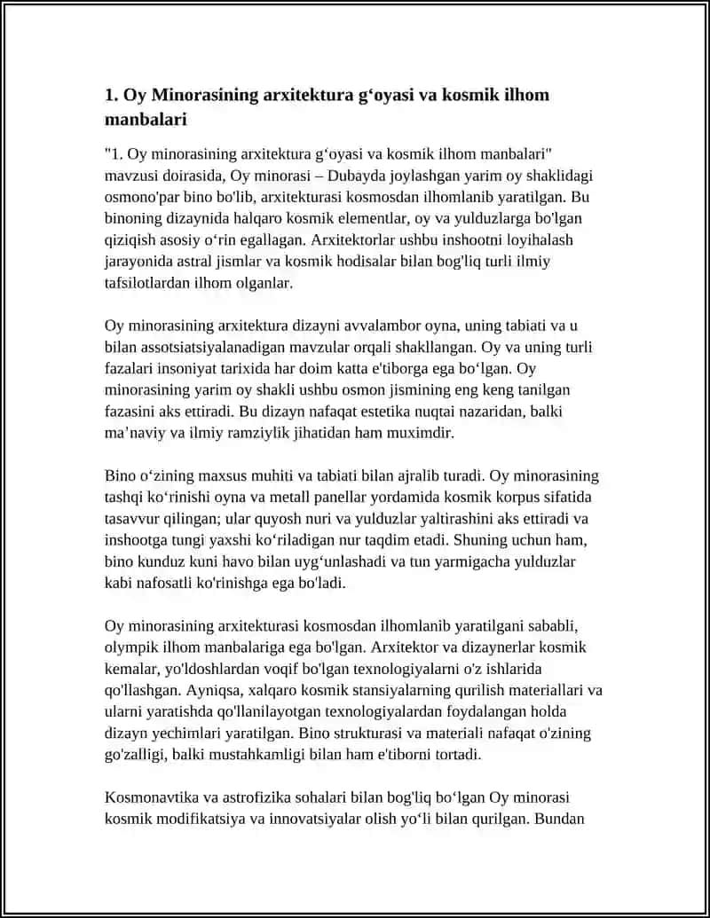 Oy Minorasi: Dubaydagi "Kosmosdan Ilhomlangan" Yarim Oy Osmono'par Binosi Arxitekturasi 4