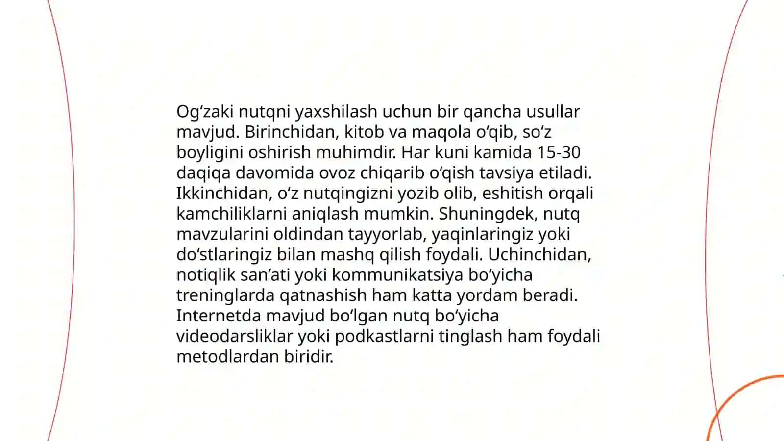 Yozma va ogʻzaki muloqot koʻnikmalarini rivojlantirish 4
