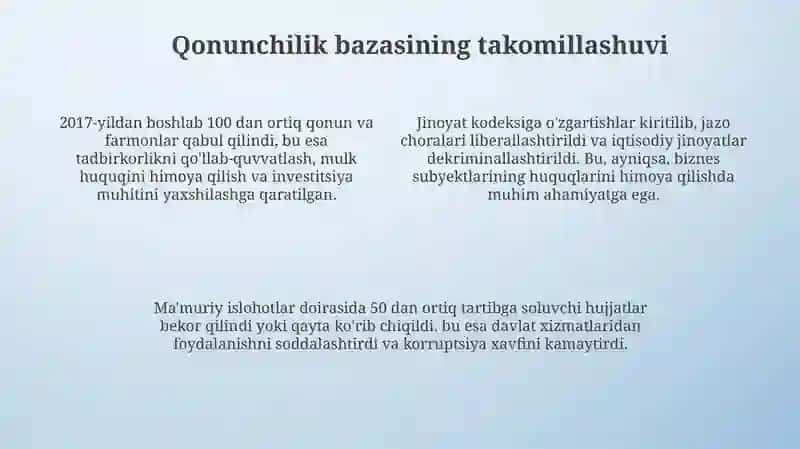 Yangi Oʻzbekiston haq huquqlari va erkinliklari kafolatining yaratilishi 4