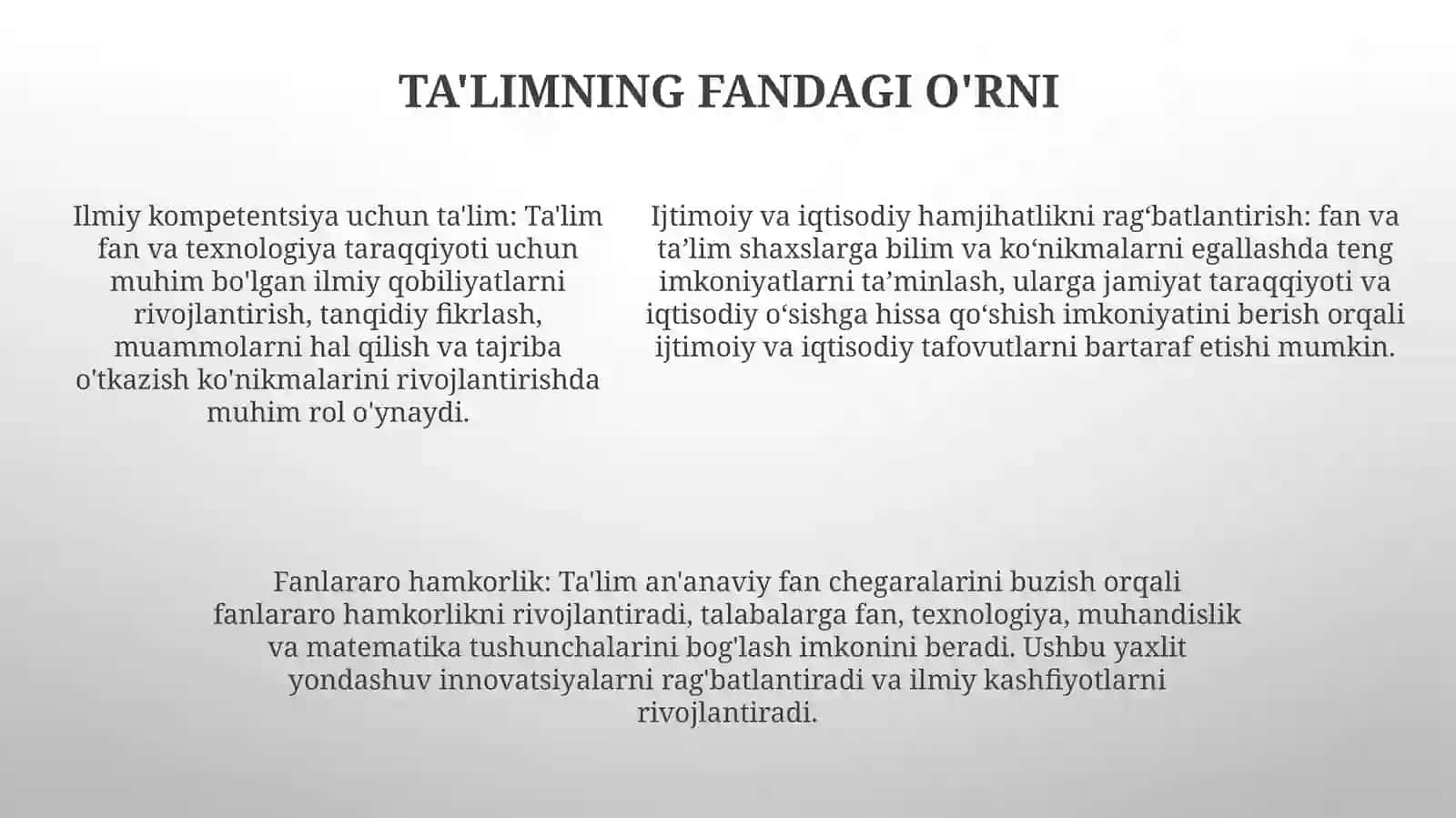 Kompitentlikni Shakillantirishda Fan Va Ta‘LimningIjtimoiy-IqtisodiyUyg‘Unlashuvi 4