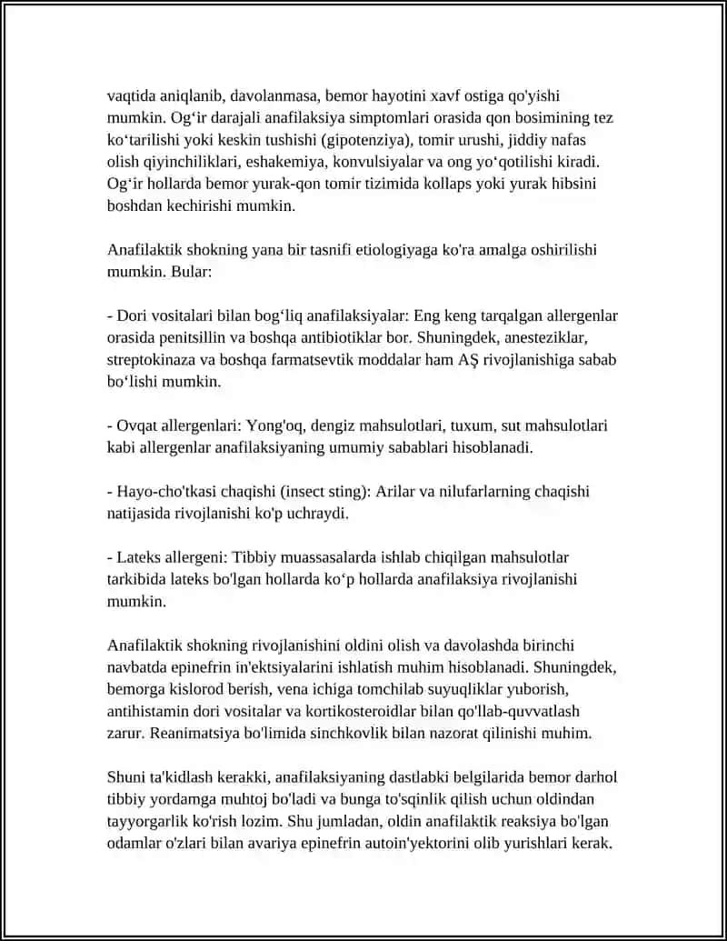 ANAFILAKTIK SHOK VA UNI DAVOLASH 4