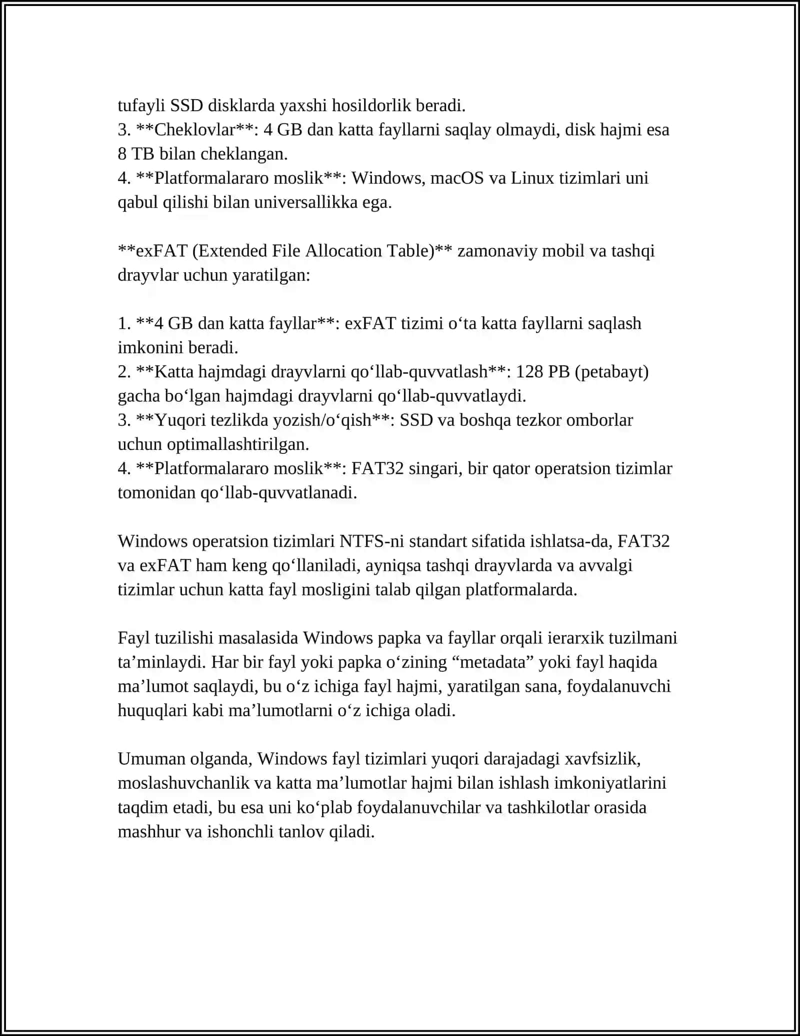 WINDOWSDA FAYLLAR VA PAPKALAR BILAN ISHLASH DISKLAR BILAN ISHLASH WINDOWSNING ASOSIY STANDART DASTURLARI PRAVADNIK DASTURLARI 4