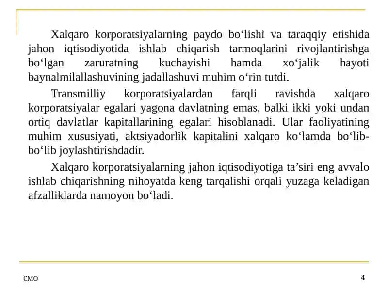 Xalqaro korporatsiyalarning yuzaga kelishi va ular faoliyatining mohiyati 4