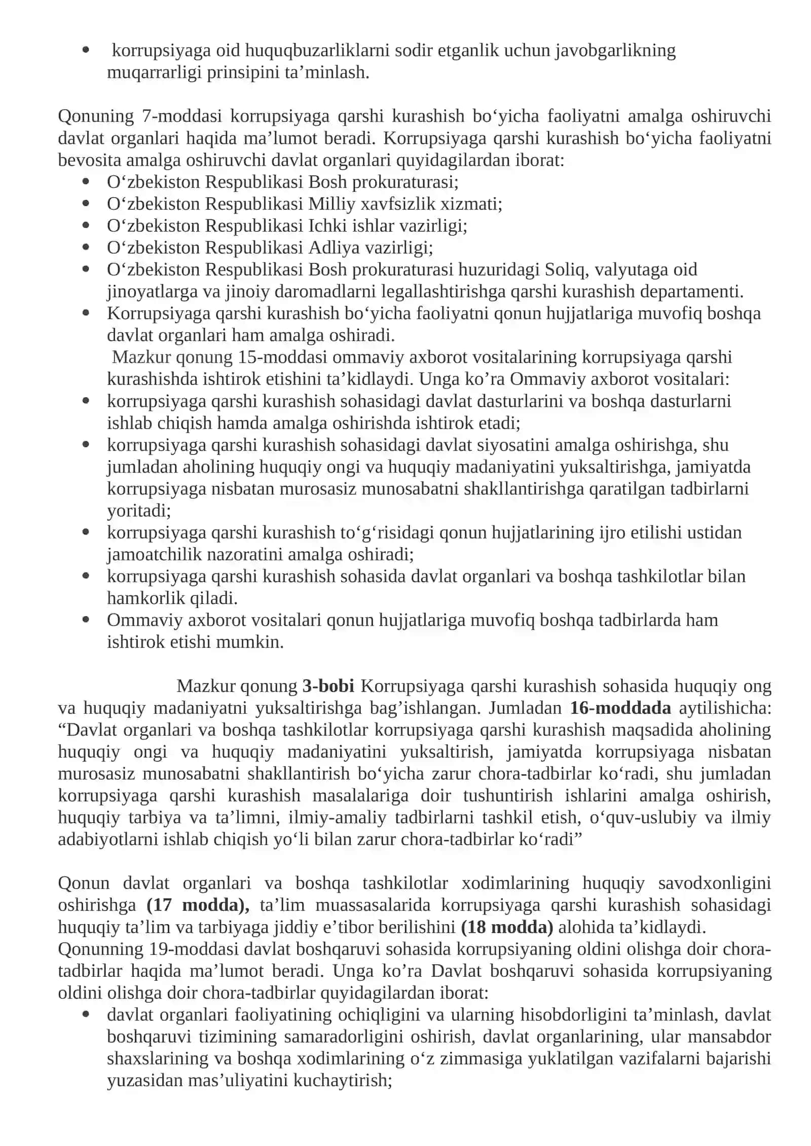 O’zbekistonda korrupsiyaga qarshi kurash borasida amalga oshirilayotgan chora-tadbirlar 4