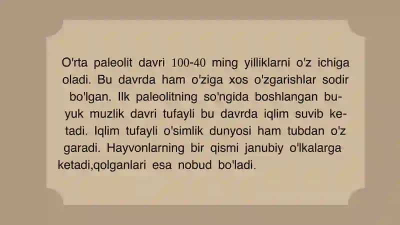 O'rta paleolit davri manzilgohlari 4