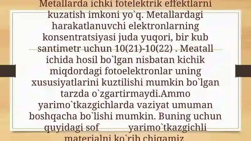 YARIMO`TKAZGICHLARDA FOTOELEKTIRIK HODISALAR 4