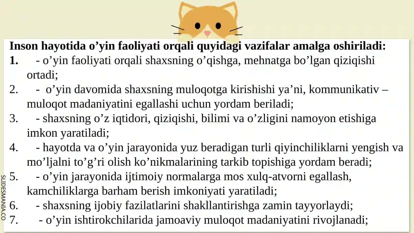 1-Maruza mashg’uloti Maktabgacha ta’limda o’yin texnologiyalar fanining maqsad va vazifalari 4