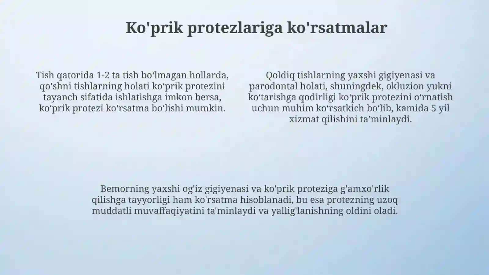 Ko'priksimon protezlar tasnifi 4