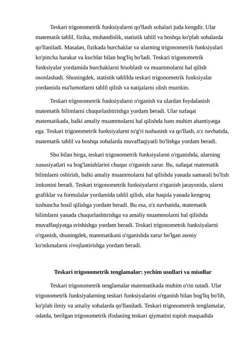 Teskari trigonometrik tenglamalar 4