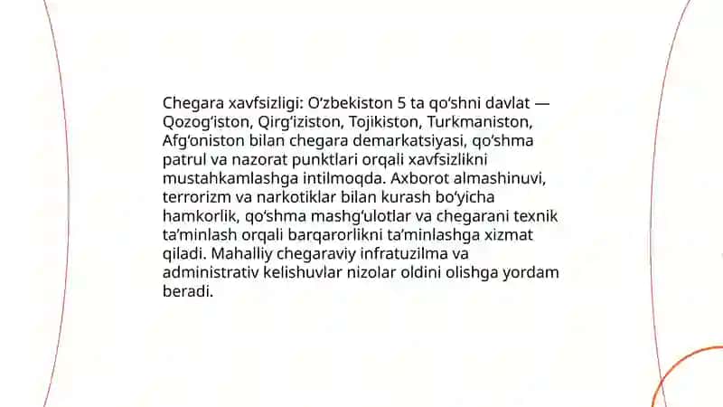 O‘zbekistonning Markaziy Osiyoda tinchlik va barqarorlikni ta’minlashdagi o‘rni 4