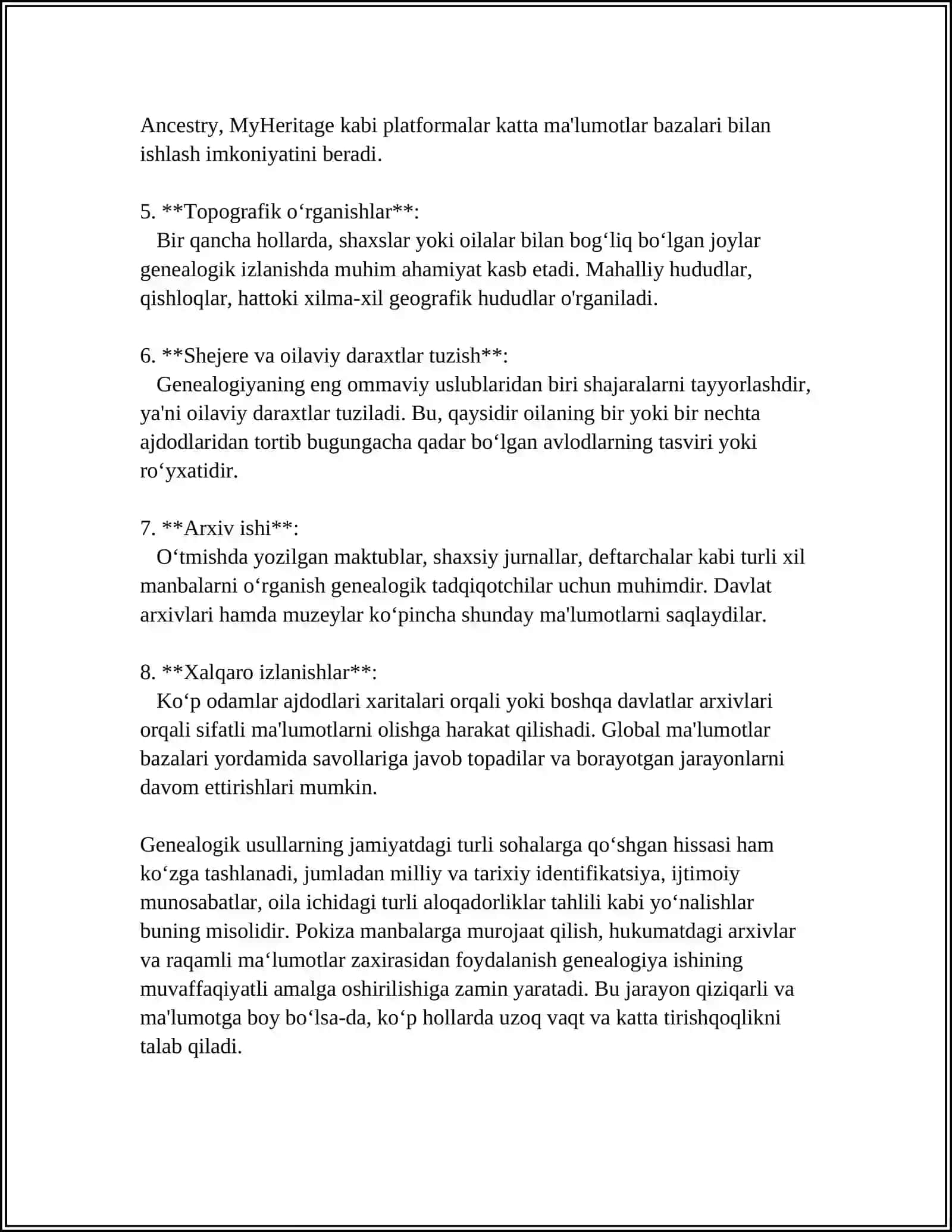 ODAM GENITIKASINING OʻRGANISH USULLARI: GENEALOGIK, POPULYASION, STATISTIK VA EGIZAKLAR USULI 4