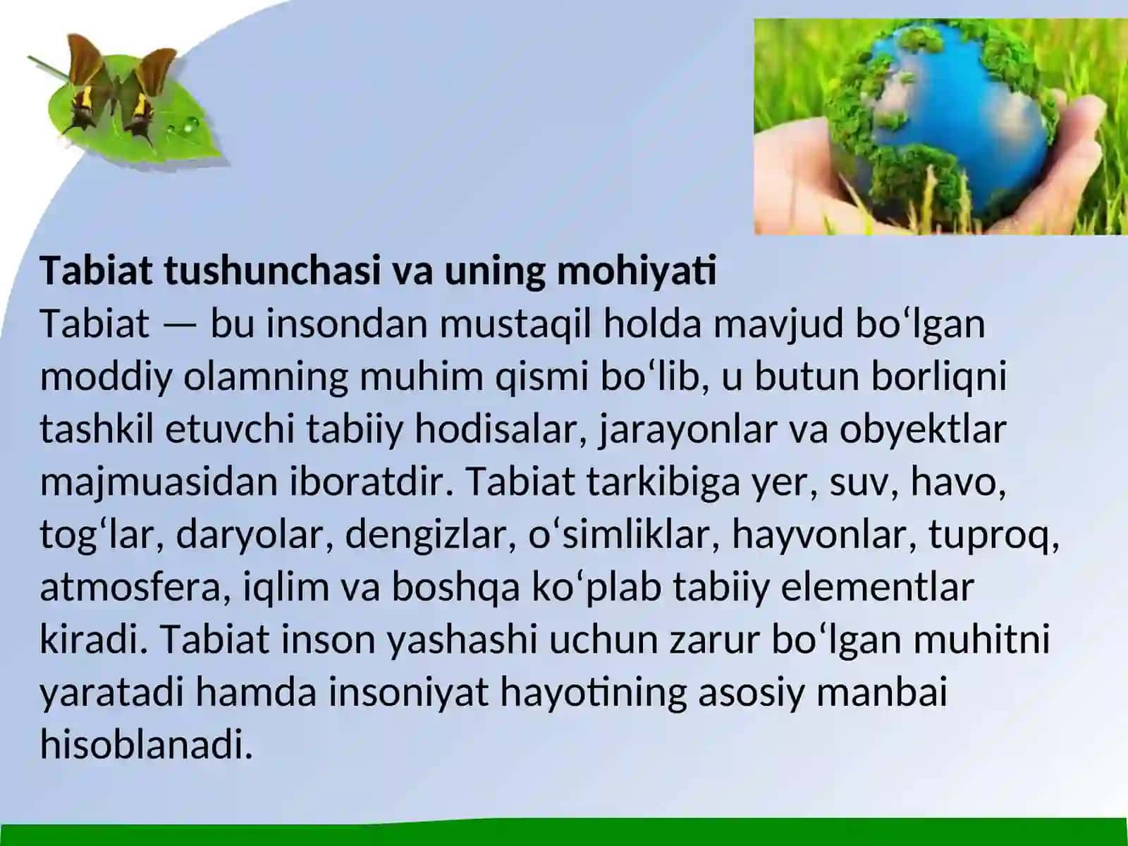 Tabiat — borliqning tarkibiy qismi 4