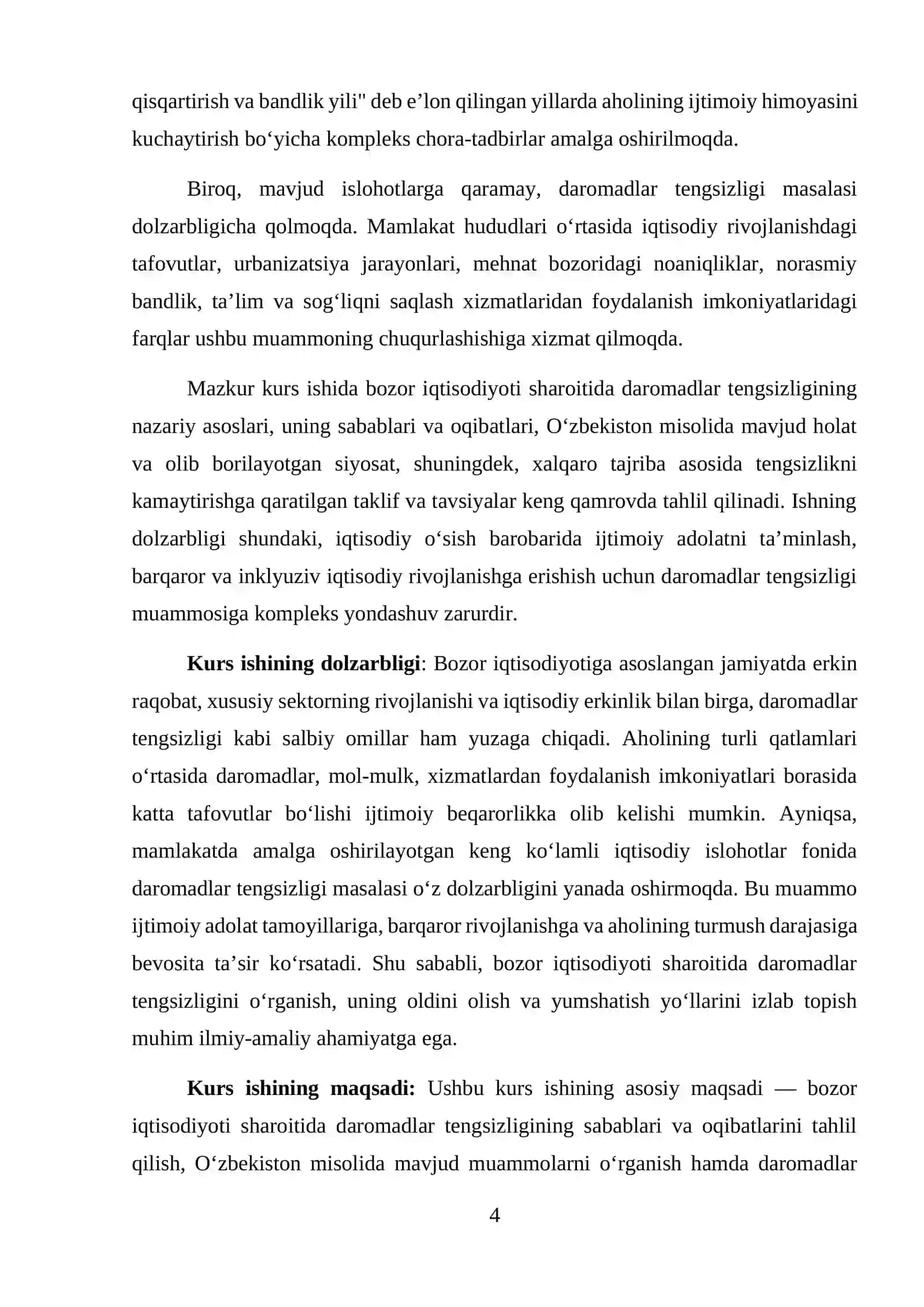Bozor iqtisodiyoti sharoitida daromadlar tengsizligi 4