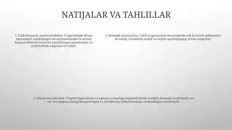 Bitum Tarkibini Gossipol Smolasi Va Polimer Chiqindilari Bilan Modifikatsiyalash Usulida Xossalarini Yaxshilash 4