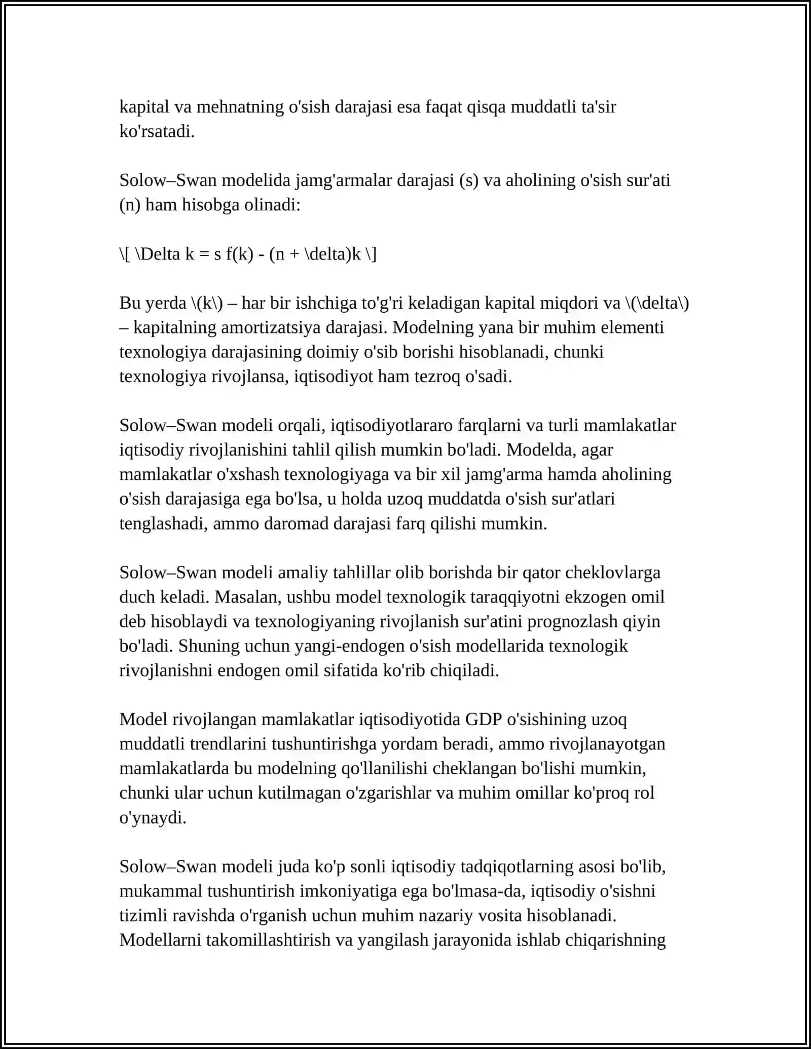 IQTISODIY RIVOJLANTIRISHNI AKS ETTIRUVCHI ASOSIY MODELLARI 4