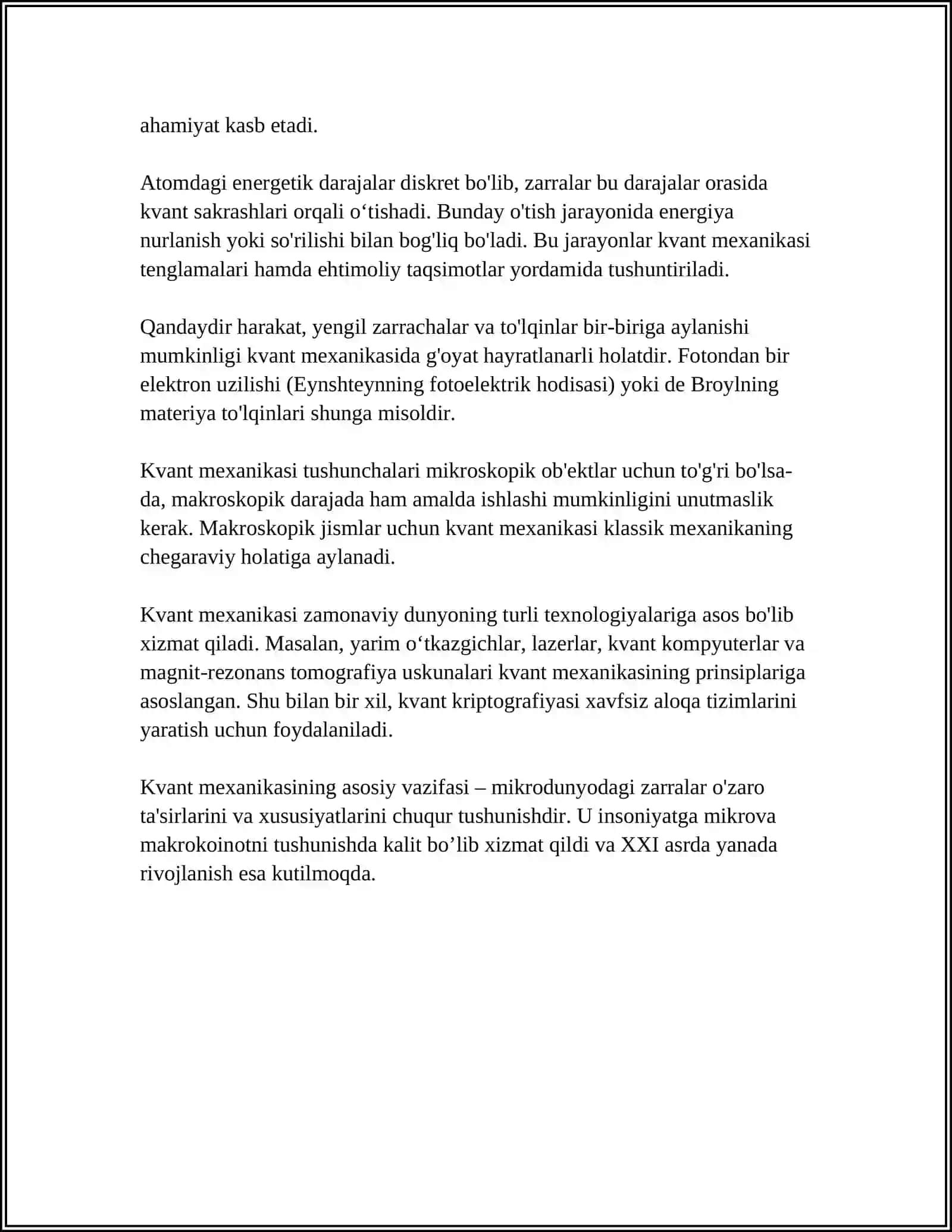 SONLI KETMA-KETLIKLARNI KVANT MEXANIKASIDAGI TATBIQLARI 4