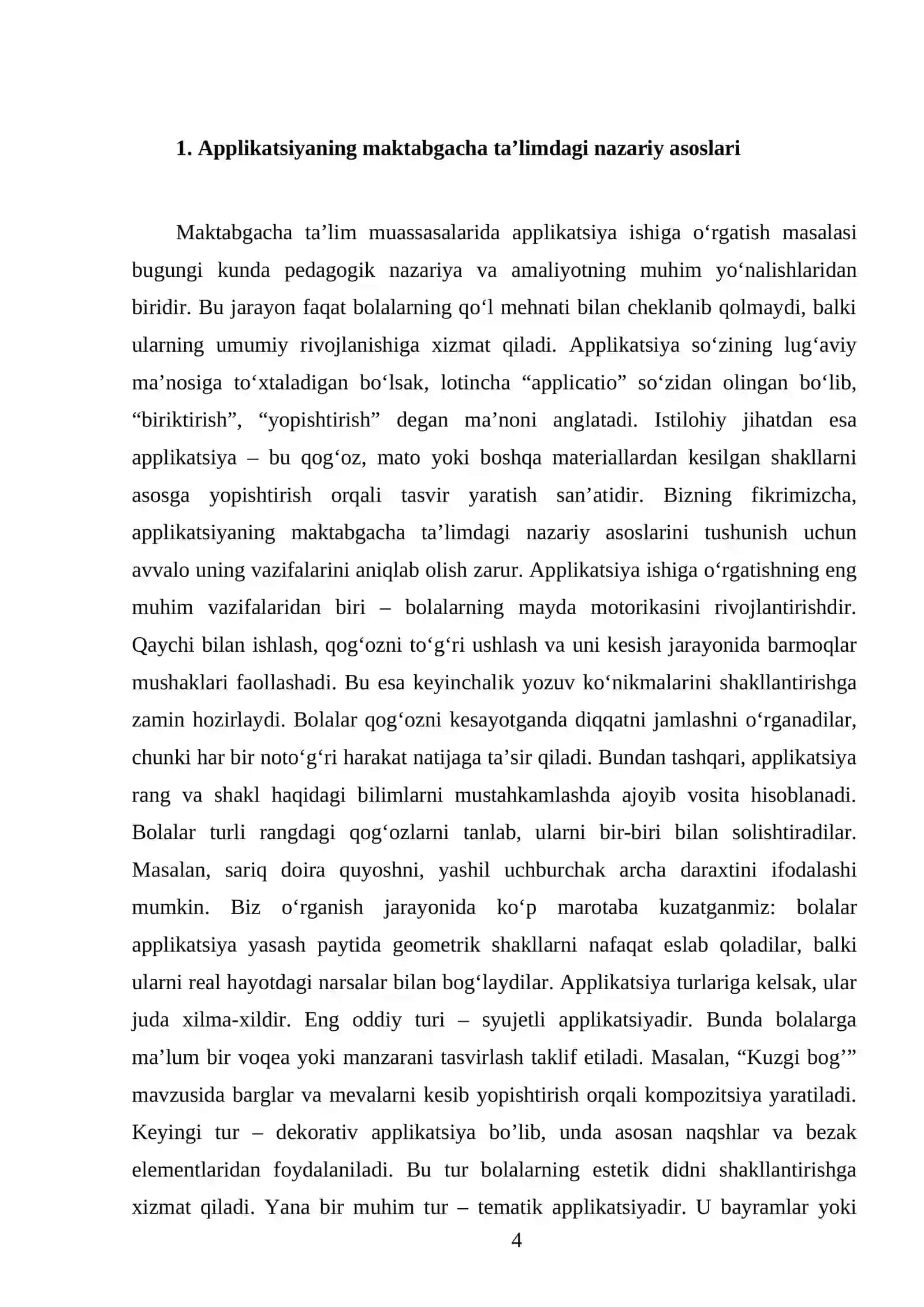Maktabgacha ta’lim muassasida applikatsiya ishiga o‘rgatishning vazifalari va turlari 4