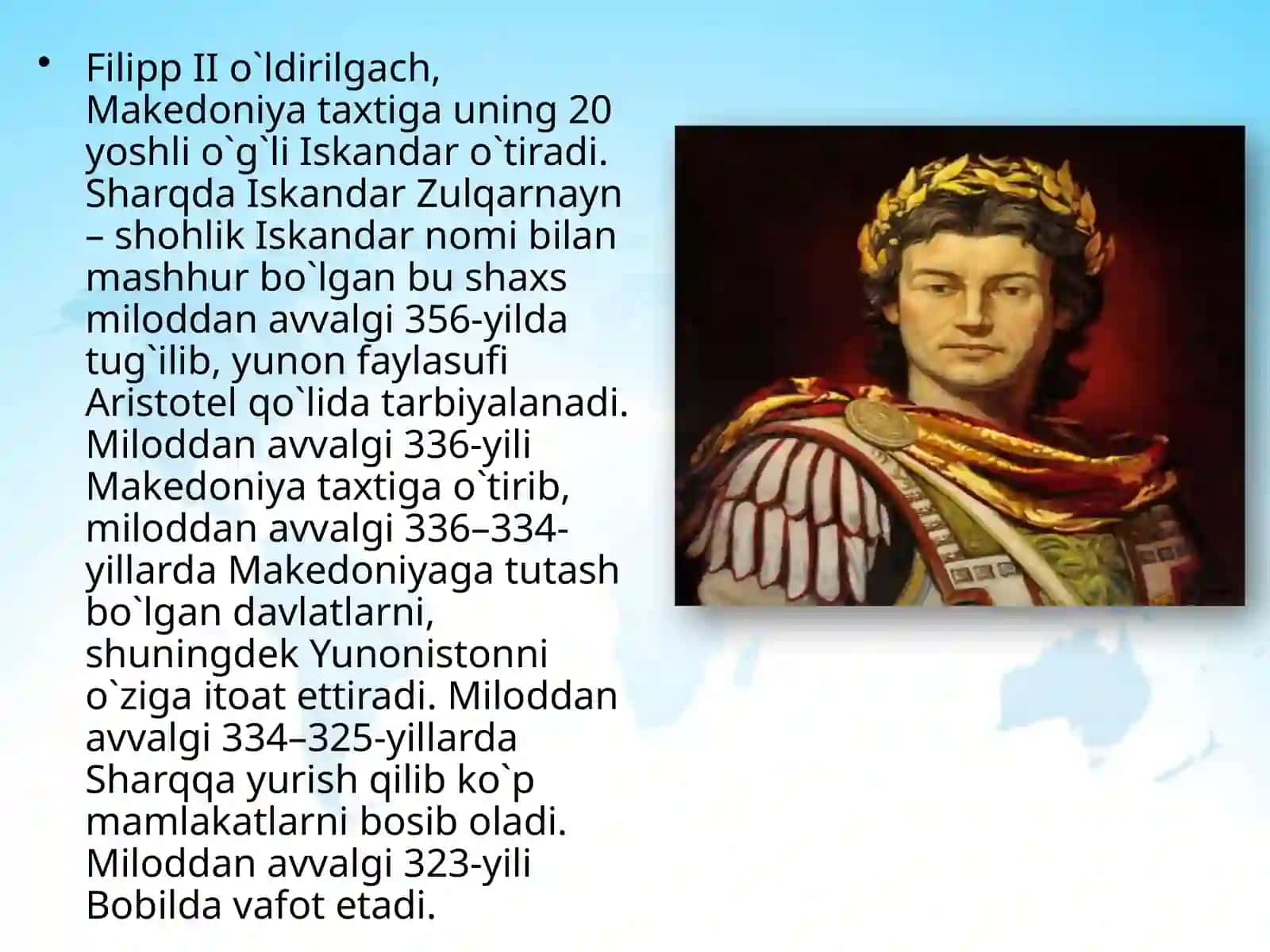 ALEKSANDR MAKEDONSKIYNING TAXTGA CHIQISHI 4