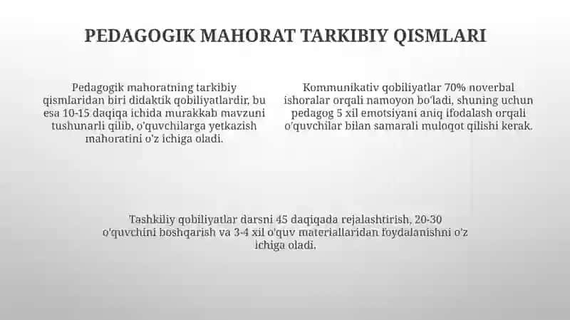 Pedagogik mahorat asoslari va uning tarkibiy qismlari 4