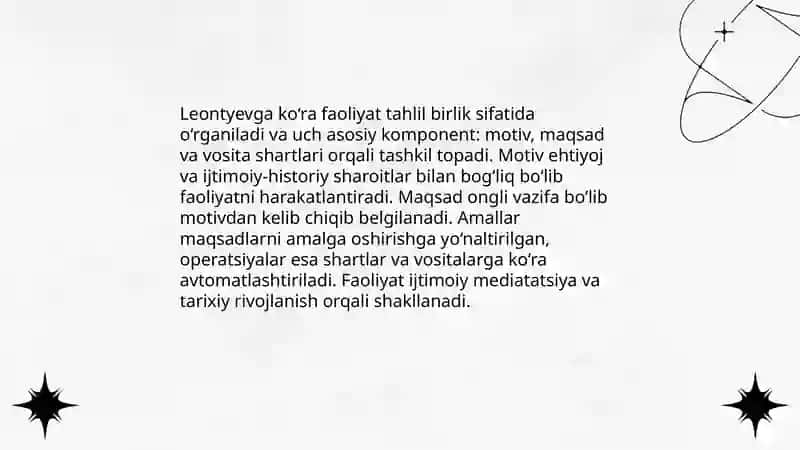 A.N.Leontyevning faoliyat nazariyasi 4