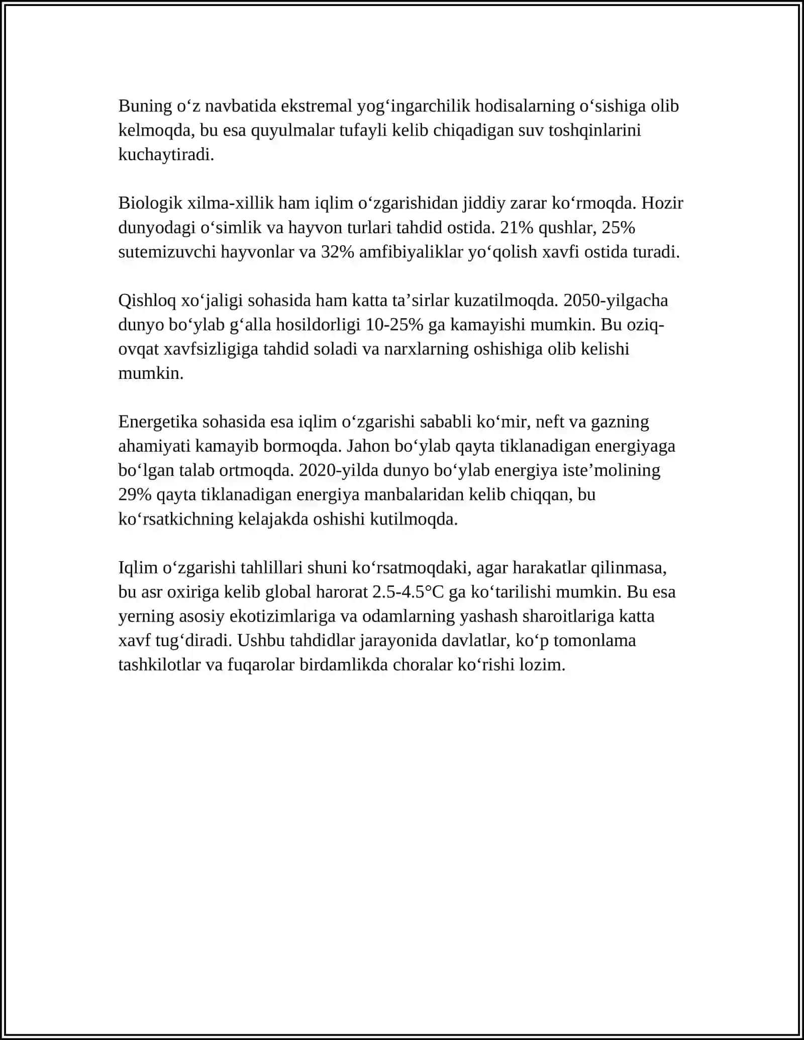 MAMLAKATIMIZDA BARQAROR RIVOJLANISHGA SALBIY TA’SIR KO‘RSATAYOTGAN TABIIY VA ANTROPOGEN JARAYONLAR 4