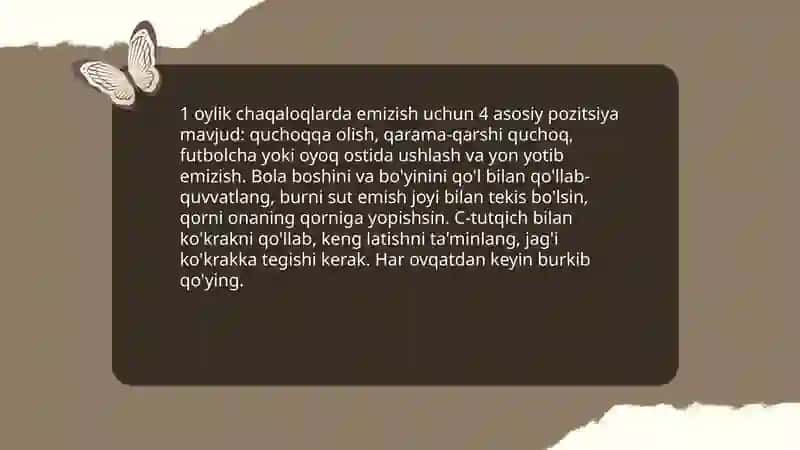 Oyga yetib tug'ilgan bolalarini ovqatlantirish 4