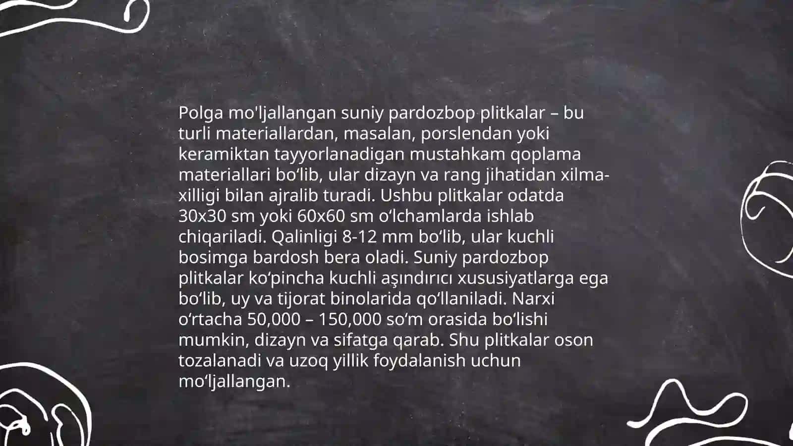 devor va pollar uchun suniy pardozbop plitkalarning turlari 4