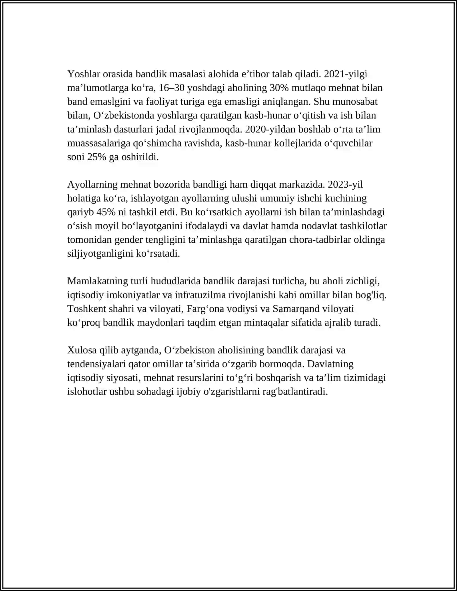 AHOLINING ISH BILAN BANDLIGI: TAHLIL VA ISTIQBOLLAR 4