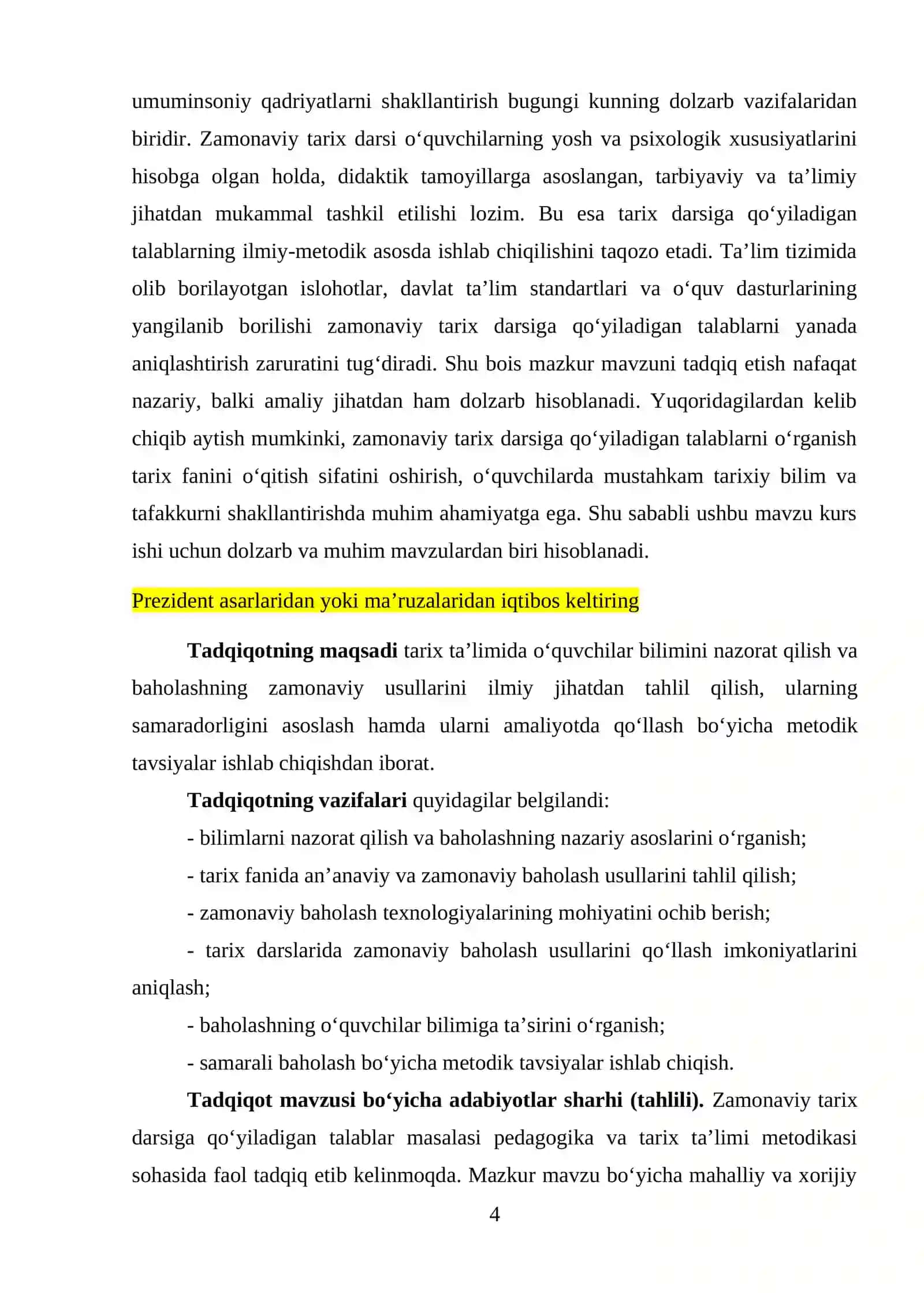 Tarix ta'limida o'quvchilar bilimini nazorat qilish va baholashning zamonaviy usullari 4