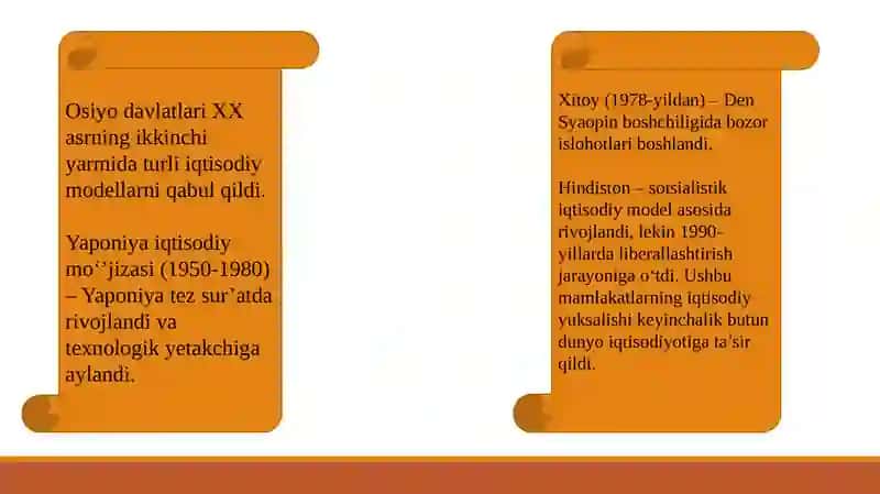 XX asrning ikkinchi yarmida Osiyo mamlakatlarining iqtisodiy vai jtimoiy o‘zgarishlari 4