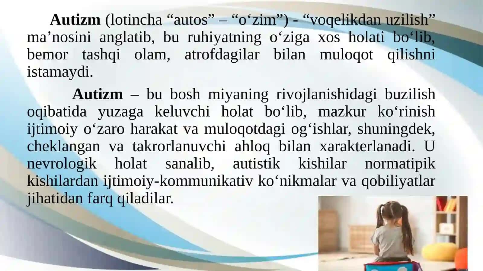 Autistik spektr buzilishlariga ega bolalar uchun inklyuziv taʼlim strategiyalari vaularni amalga oshirish shart-sharoitlari 4