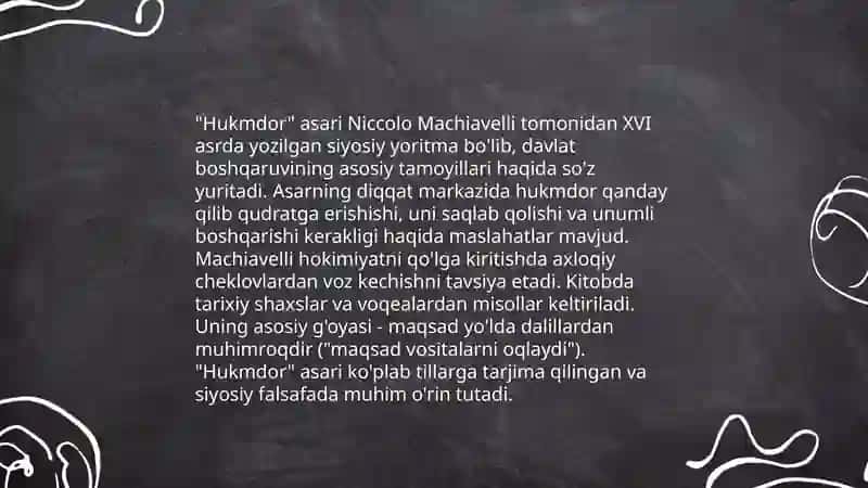 Makiavelining,,Hukmdor ''asari 4