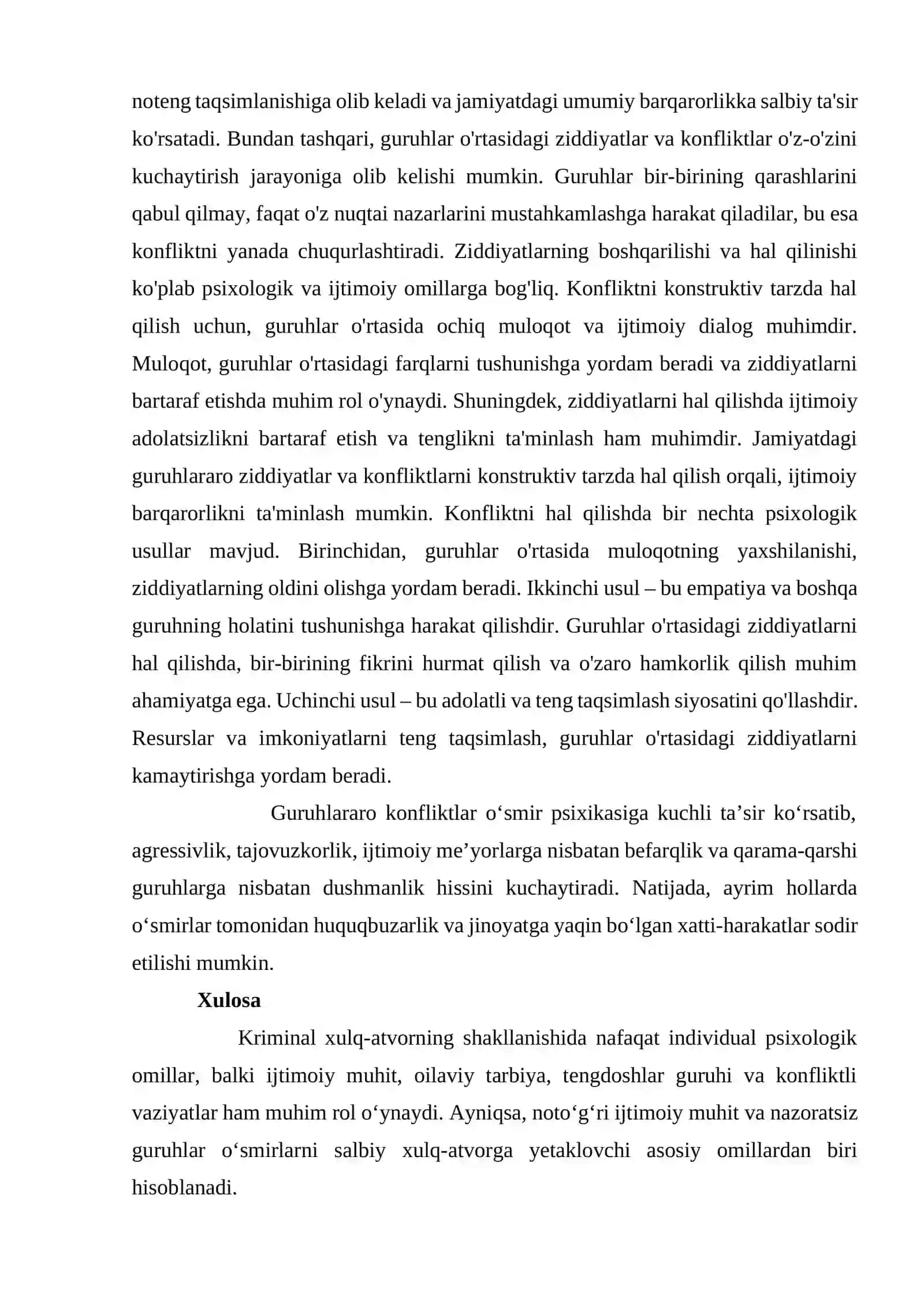 GURUHLARARO KONFLIKTLAR O‘SMIRLARDA KRIMINAL XULQ-ATVORNI SHAKLLANTIRUVCHI OMIL SIFATIDA 4