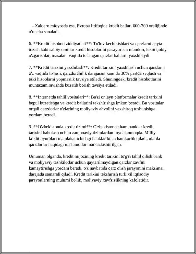 KREDITLASH JARAYONIDA KREDIT LAYOQATINI BAHOLASH MEZONLARI 4