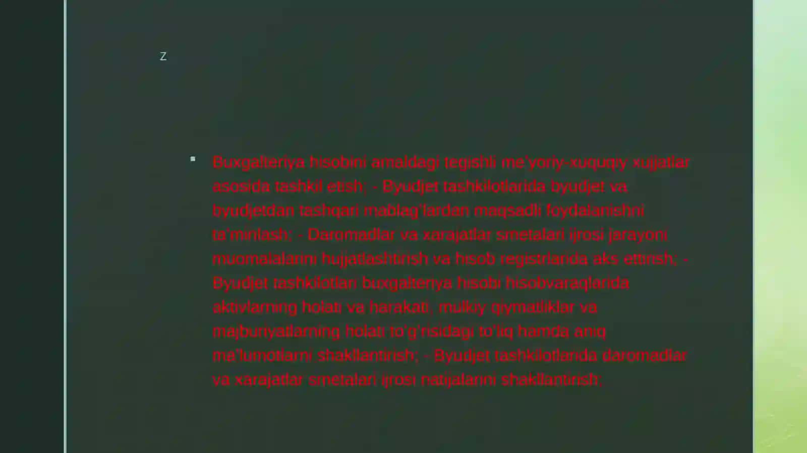 BUDJET TASHKILOTLARINING MOLIYAVIY HISOBOTLARINI TUZISHI VA TAQDIM QILISHI 4